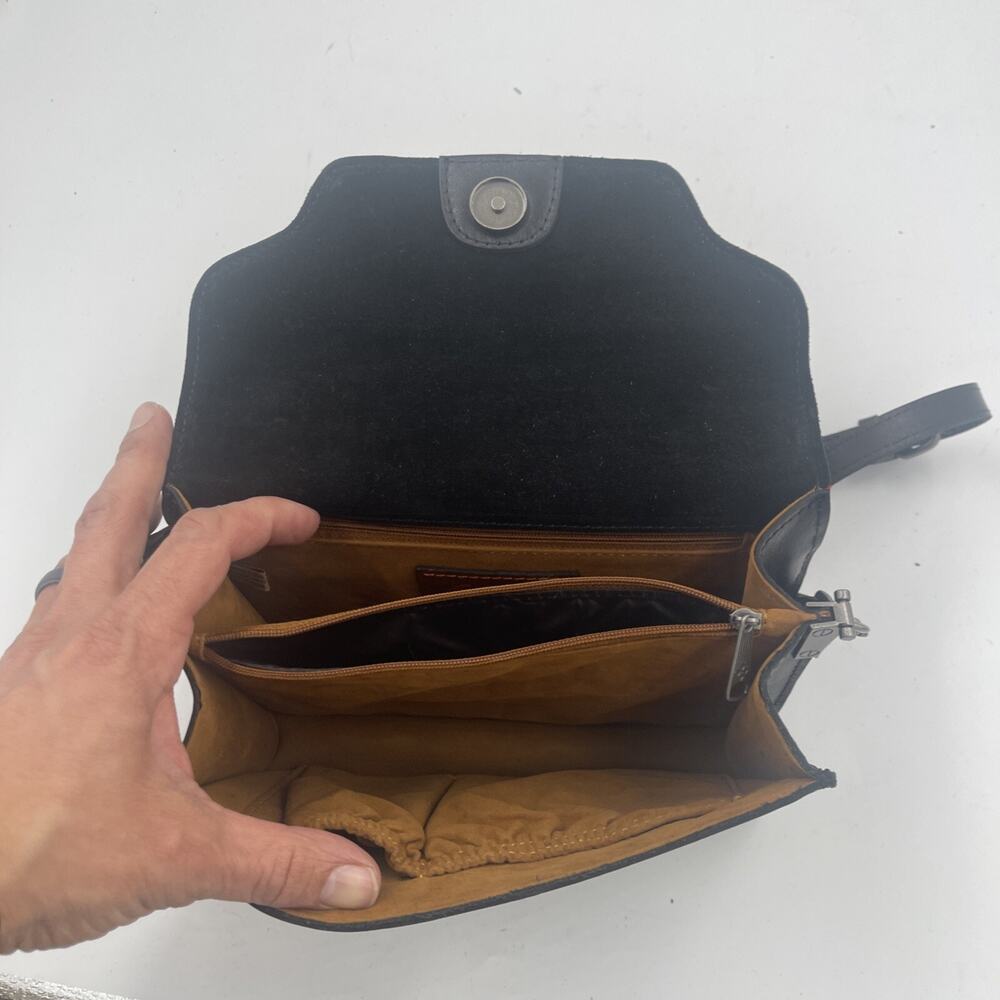 Patricia Nash Porcili Black Leather Crossbody Purse Top Handle - Picture 4 of 9